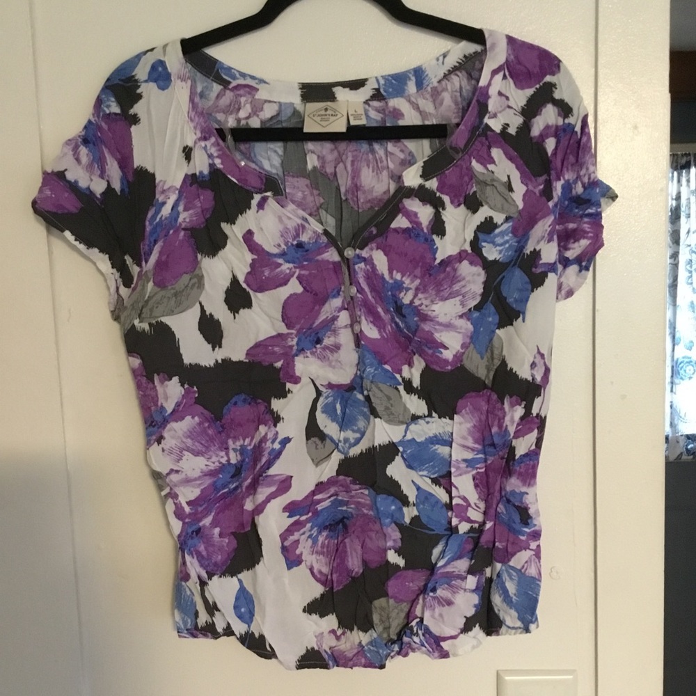 Blue and purple floral blouse